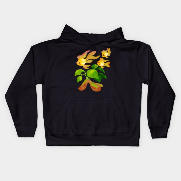 Fresh water fish and plants - Gold ramirezi Kids Hoodie by pikaole